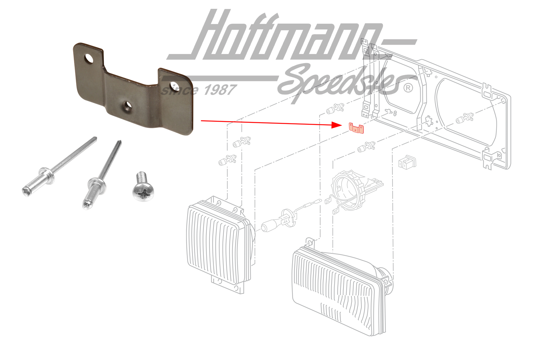 Halter, Doppelscheinwerfer, Bus T3