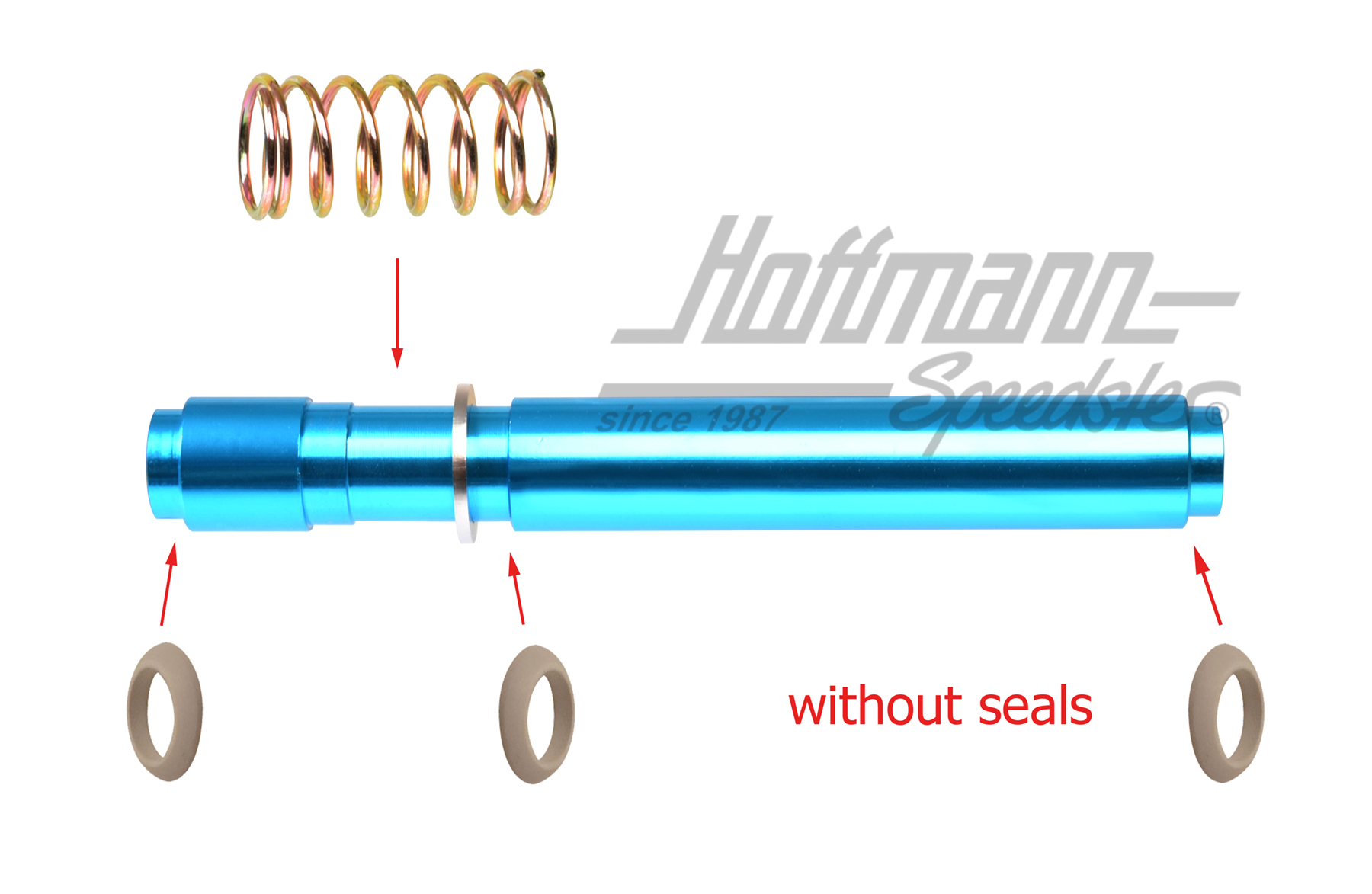 Stößelrohr, Alu-Blau, mit Feder, 1.2-1.6