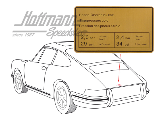 Aufkleber "Reifendruck", 911, 73-83