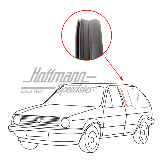 Seitenfensterdichtung, Golf 2, ohne Nut, links