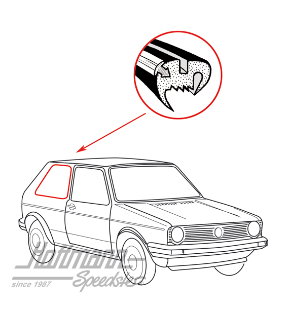 Seitenfensterdichtung mit Nut, Golf 1, hinten rechts