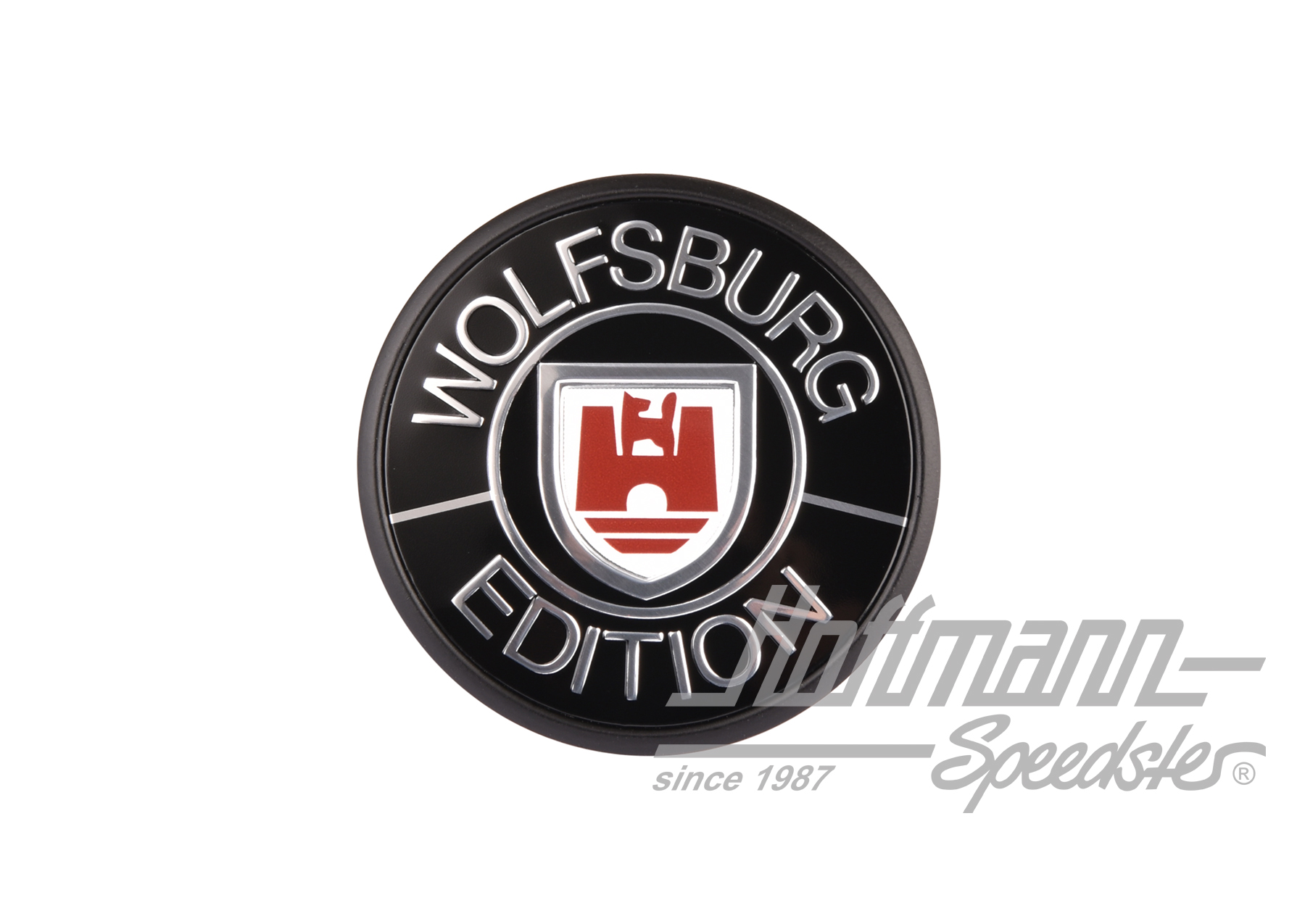 Emblem, Wolfsburg Edition, rot/schwarz