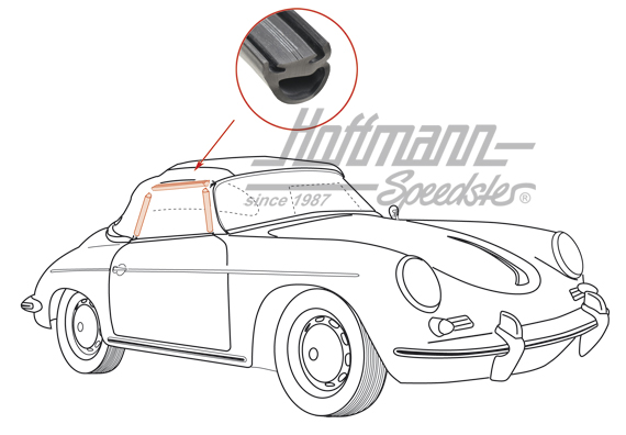 Dichtung, Verdeck/Türscheibe, 356 B/C