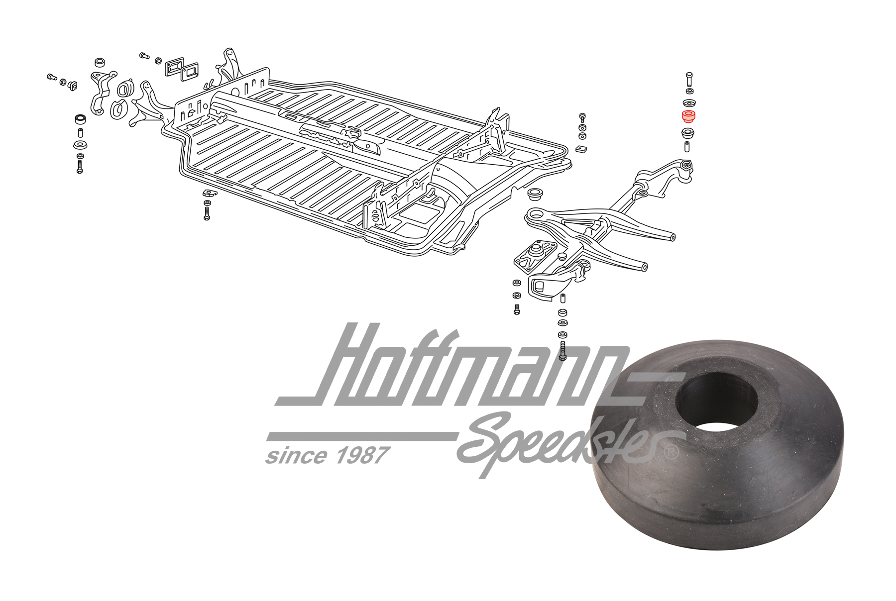 Gummi, Hinterachse/Chassis, aussen, oben