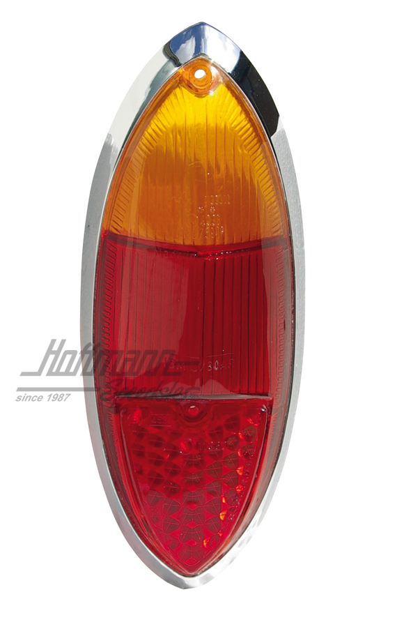 Rückleuchtenglas, Karmann, mit Chromrand, rot/orange